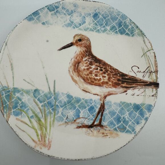 Pier 1 sandpiper bird ocean 8" plates (4) - Picture 8 of 11